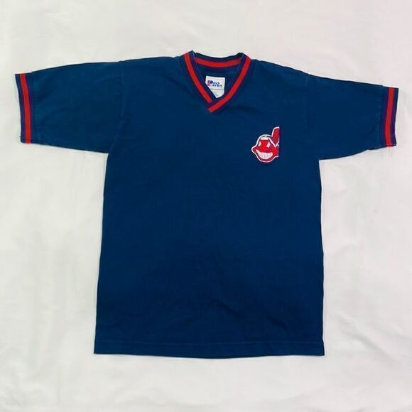 Vintage 90’s Embroidered Cleveland Indians Chief Wahoo Short Sleeve Tee - Picture 1 of 4